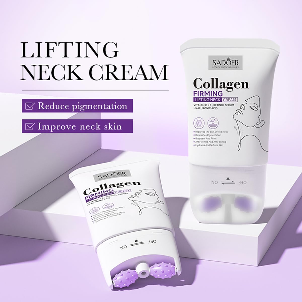 Collagen Firming Lifting Neck Cream, Anti-Aging, Tightening & Hydrating Cream for Saggy Skin Reduces Wrinkles - Image 2