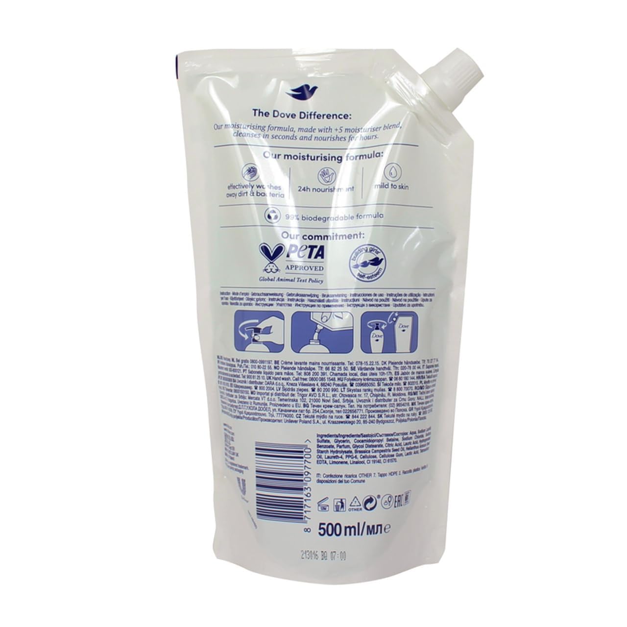 Dove 500 ml mydła w płynie do rąk z ogórkiem (20 sztuk)