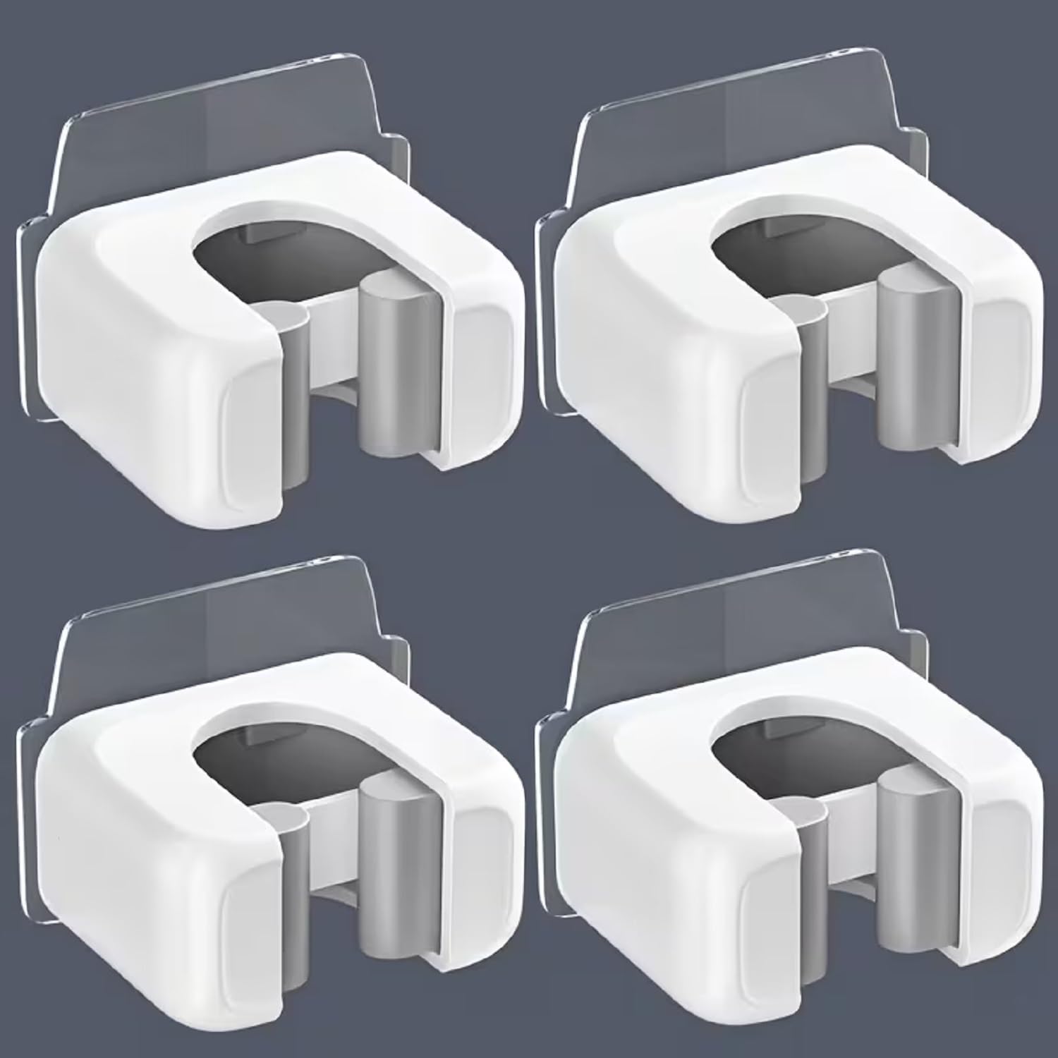 Self-Adhesive Broom Holder Wall Mount | Heavy Duty Mop & Broom Organizer Clip | No Drill Stick-On Tool Holder for Kitchen, Bathroom, Laundry Room, Garage & Garden (Pack of 4)-image-21