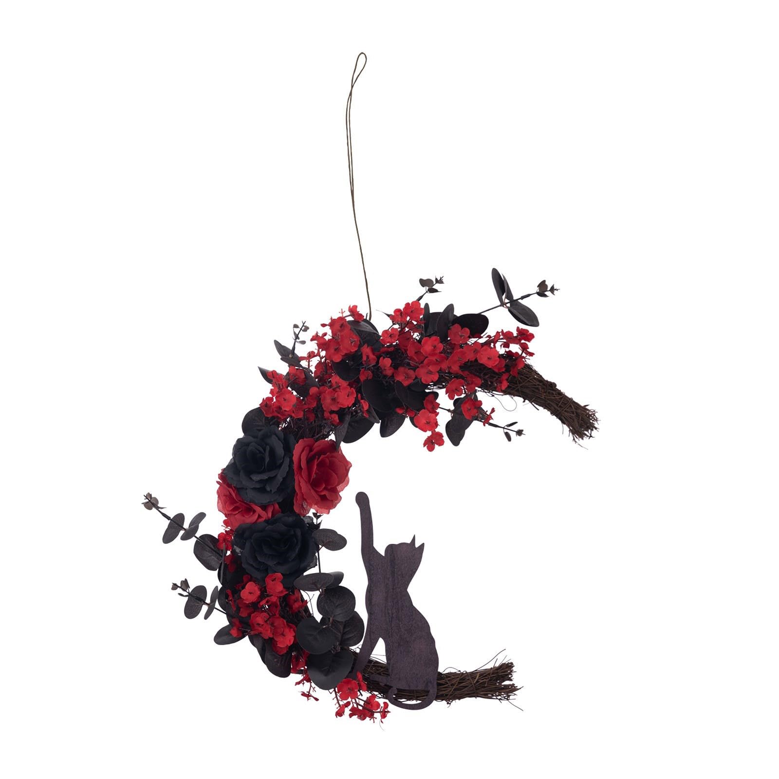 Kalttoy Halloween Wreath Kitten Front Door Wreath Shaped Festive Display False Flower Festive Decors Halloween Signs for Wreaths