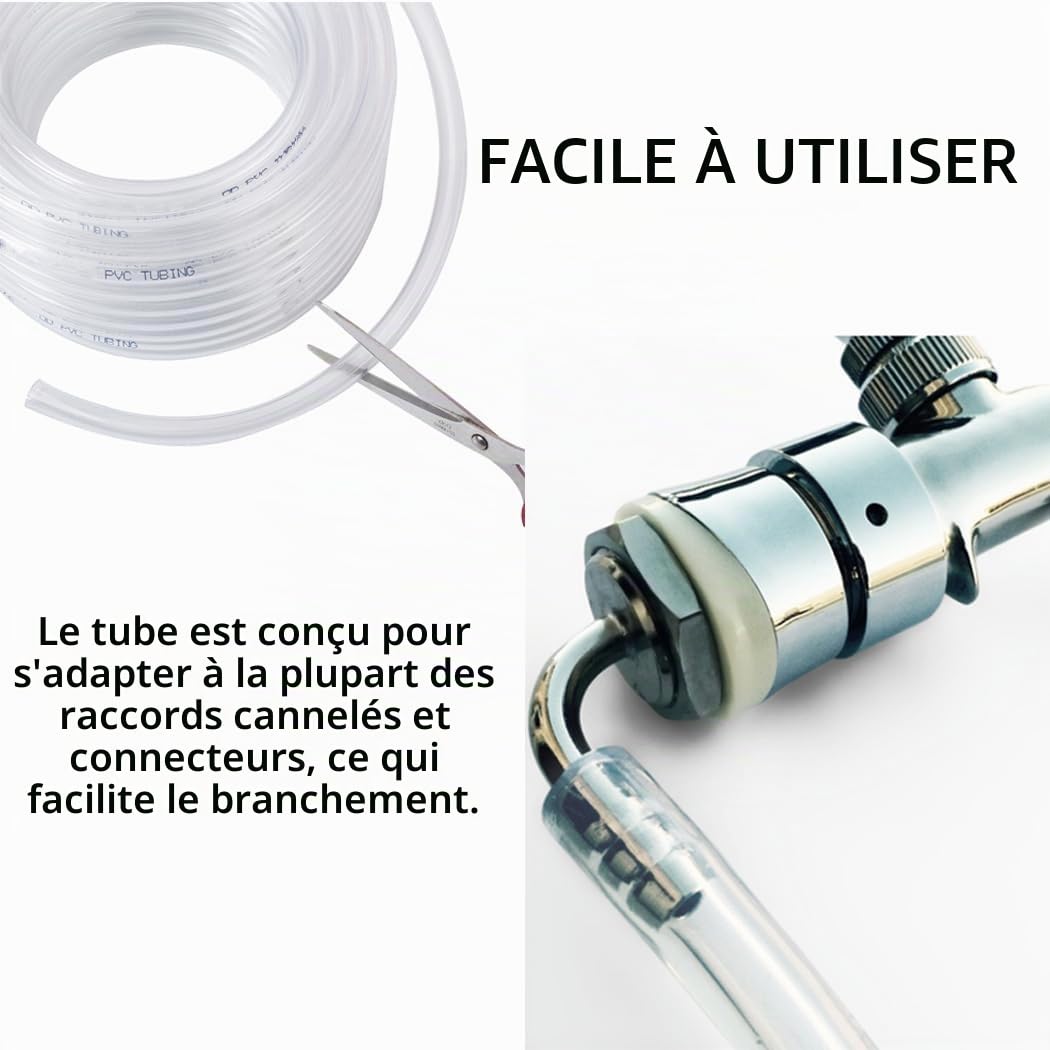 Tuyau en plastique transparent, 10 mm x 13 mm, 10 m, tuyau en PVC, conduite d'eau, également pour huile et air, qualité alimentaire