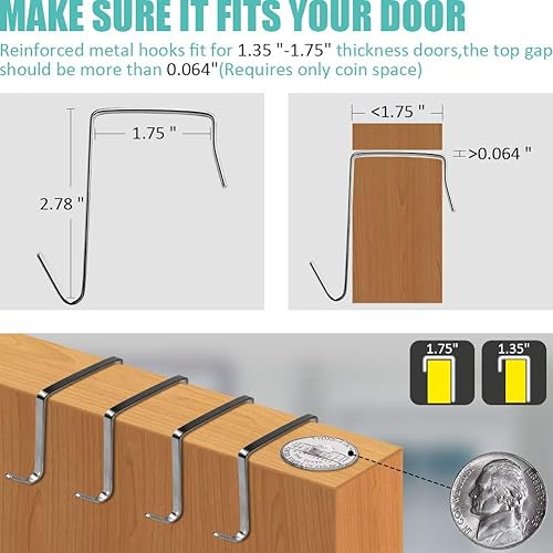 Miniatura 9 de Tiblue Organizador de zapatos sobre la puerta, 35 bolsillos de malla, organizador de zapatos colgante para zapatos, puerta, armario, entrada,