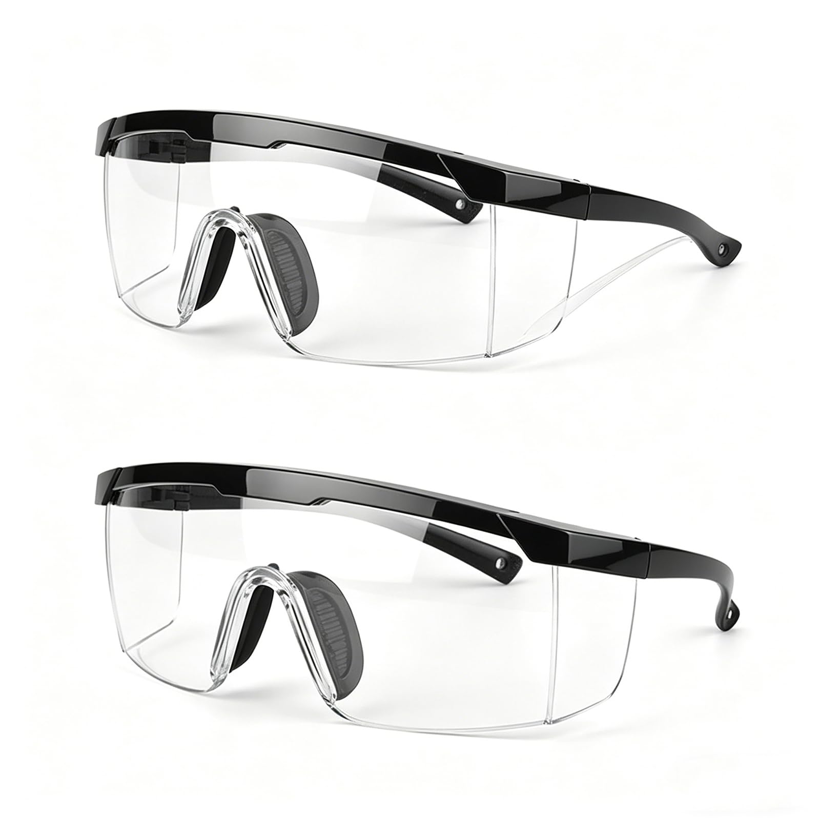 Febbya Safety Glasses,2 Pcs Anti Fog Protective Goggles for Work Safe Fit Adjustable Workplace,Impact Resistant Eye Protection Adult,Fit Over Specs,Ideal for Woodworking Lab Cycling DIY