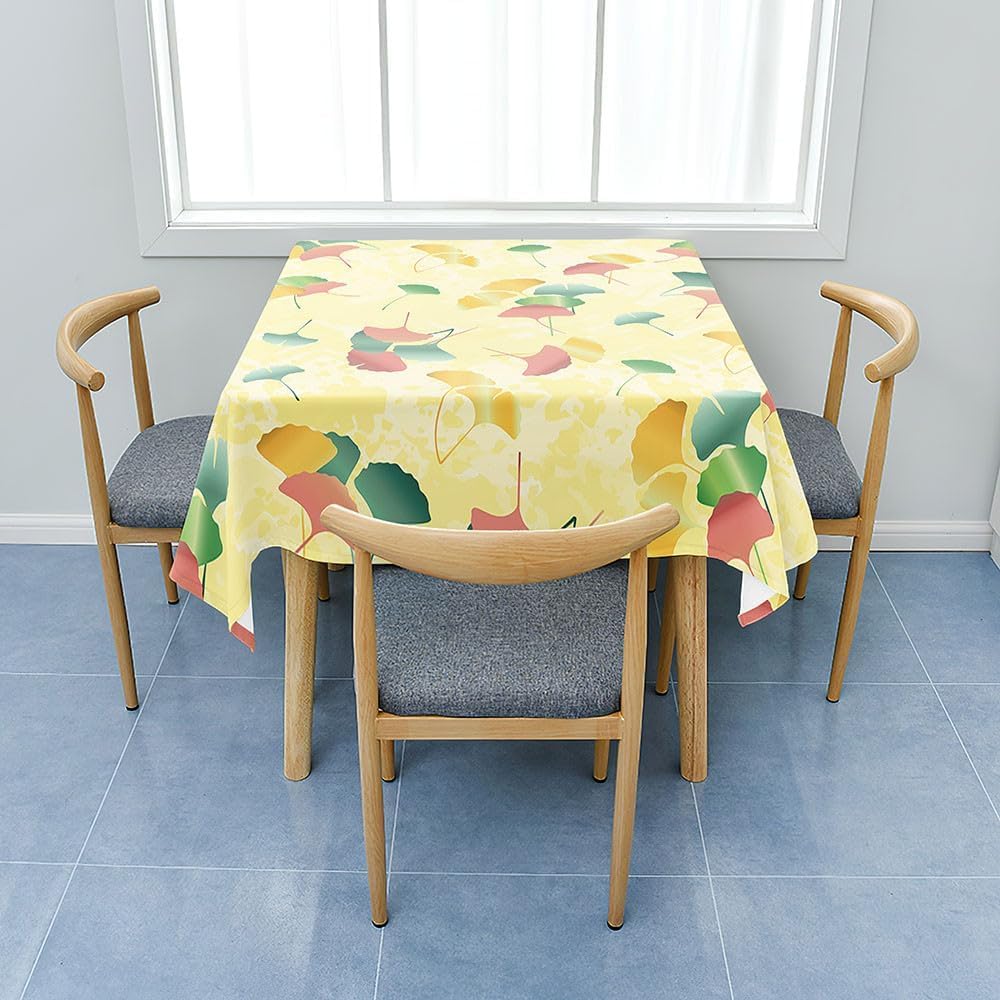 Tischdecke Outdoor Ginkgo Biloba Tischdecken Abwaschbar 3D Blätter Tischtuch Wasserdicht Wetterfest für Party Biertisch, 140x300 cm ZB1430