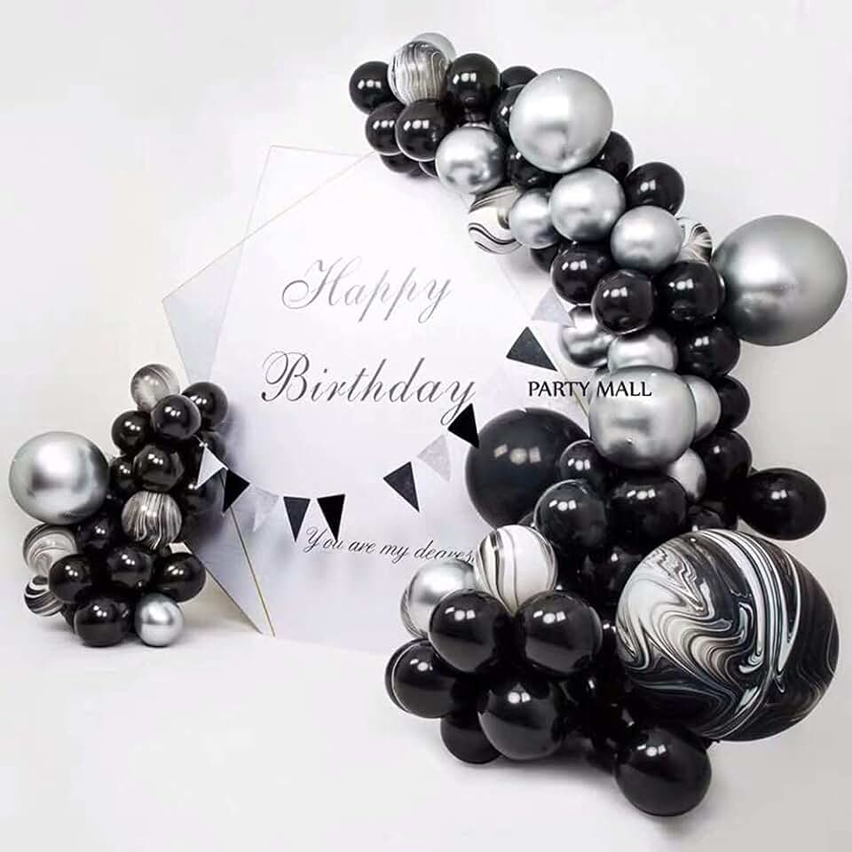 Amazon.co.uk black and silver balloon garland