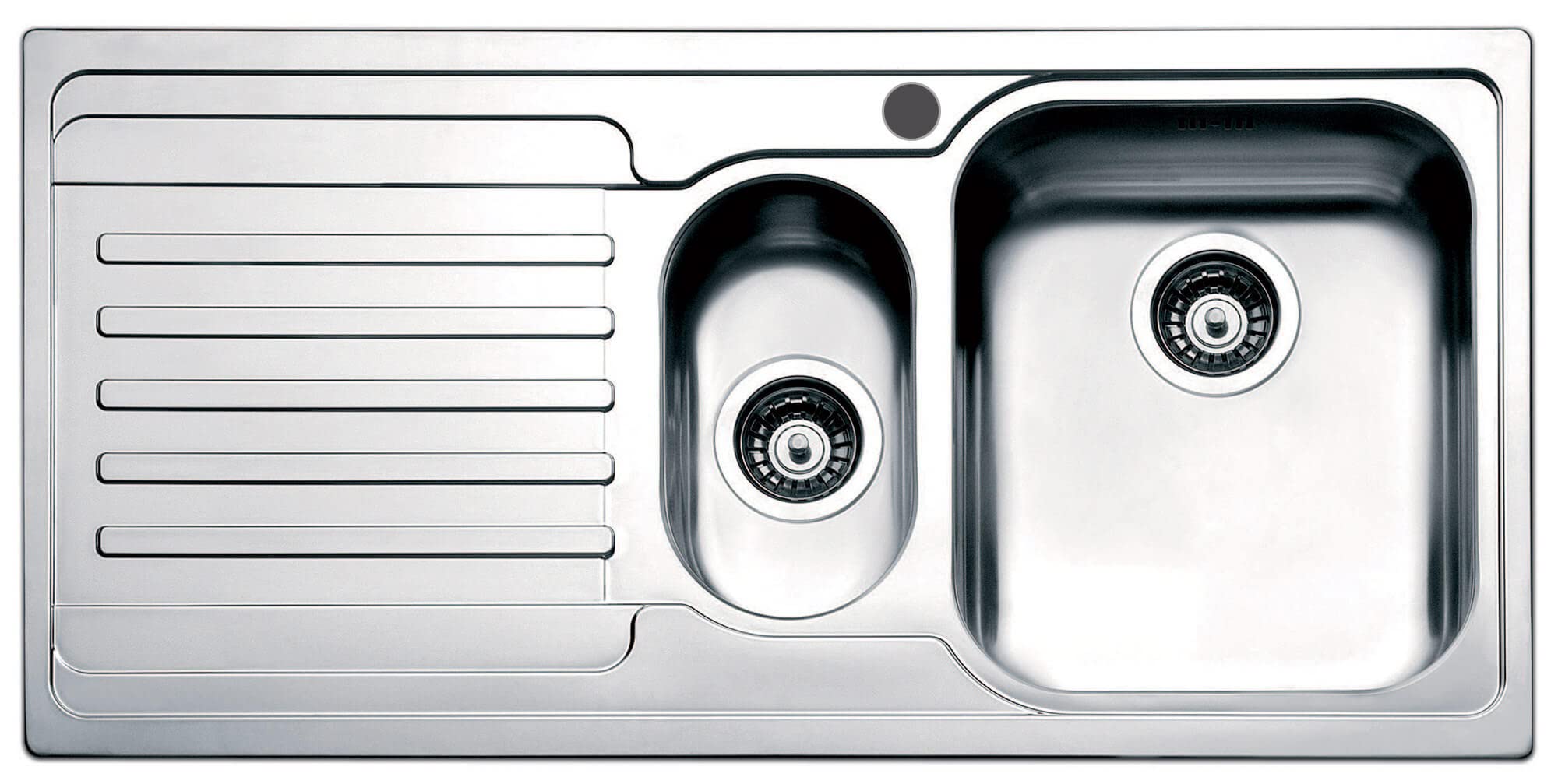 APELL Serie Venezia Lavello da incasso 1 Vasca e 1 Vaschino con Gocciolatoio a Sinistra Dimensioni 100 x 50 cm Acciaio Inox Spazzolato