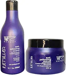 Kit Shampoo e Creme Máscara para Cabelos Brancos,Loiros, Grisalhos e Platinados WF Jet Silver 550ml
