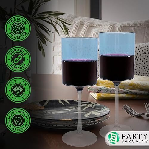 Miniatura 3 de PARTY BARGAINS Copas de vino de plástico irrompibles de dos tonos, azul y transparente, paquete de 5, copas de plástico resistentes, cristalería