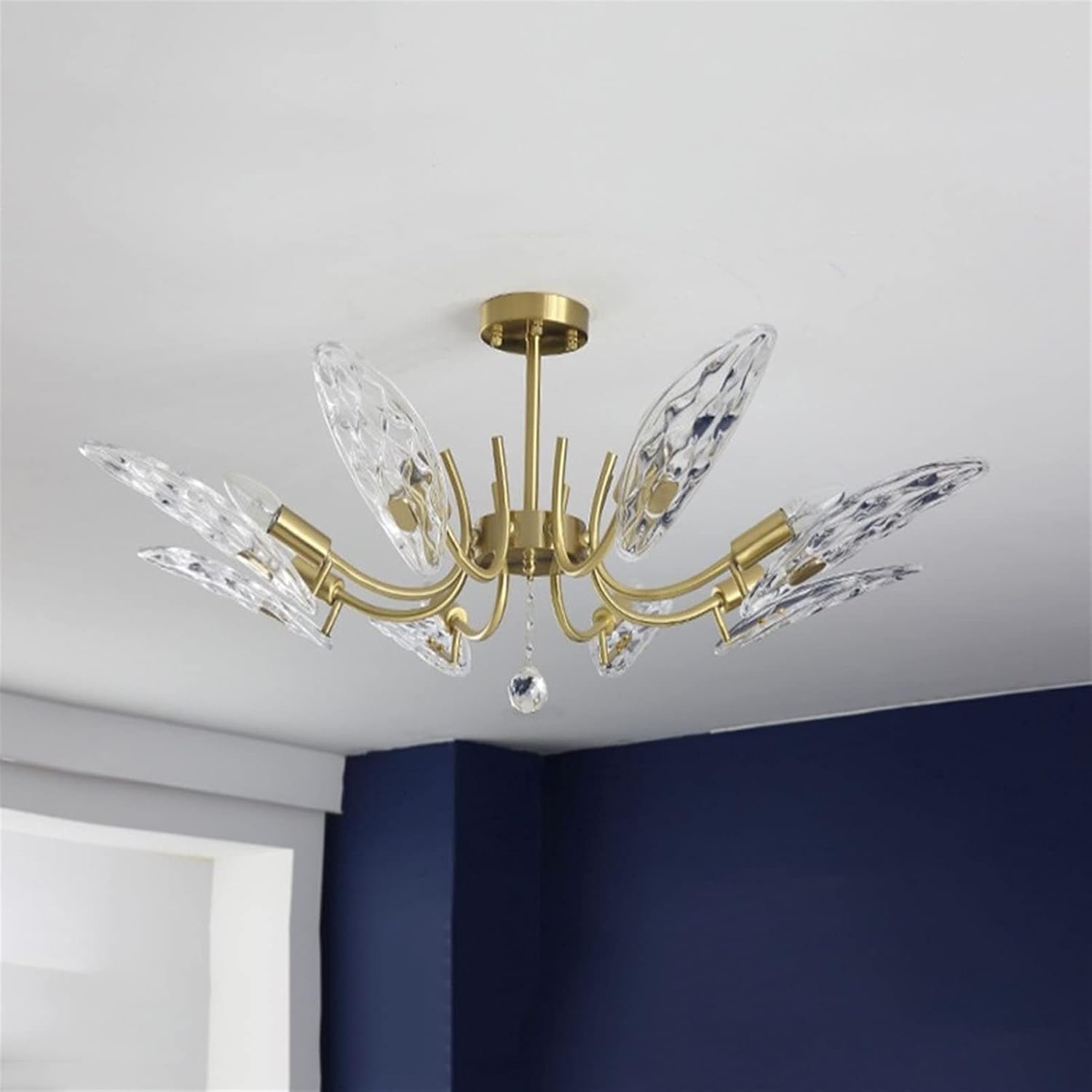8 świateł prosta luksusowa kryształowa lampa sufitowa miedź metal E14 wisząca lampa nowoczesna atmosfera dom salon willa sypialnia oświetlenie dekoracja,