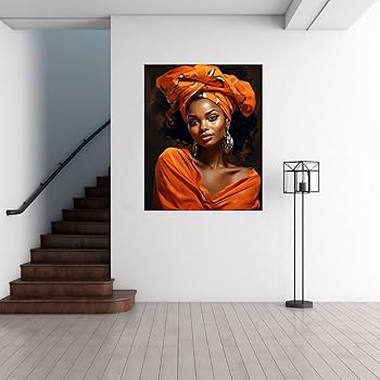 絵画　アート　美術作品　アフリカの女性 Amazon.co.jp: JOSUE アフリカの女性 絵画 キャンバス, 黒人少女