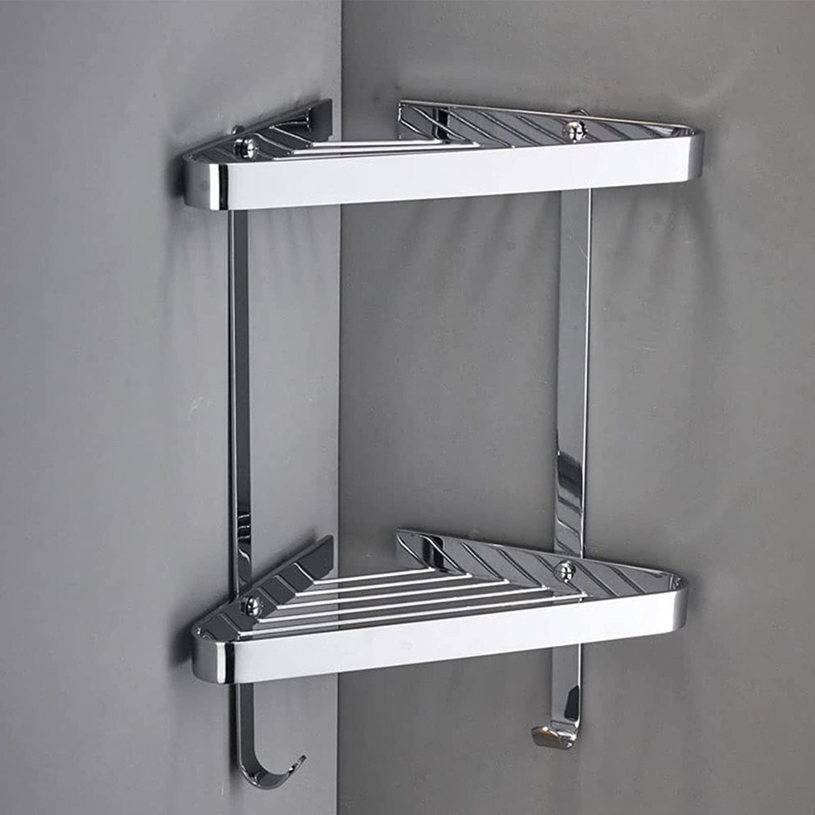 SaryEdge Corner Shower Caddy Shelf With Chrome Finish Wall Mounted Bathroom Storage Organizer For Shampoo And Bath Essentials,