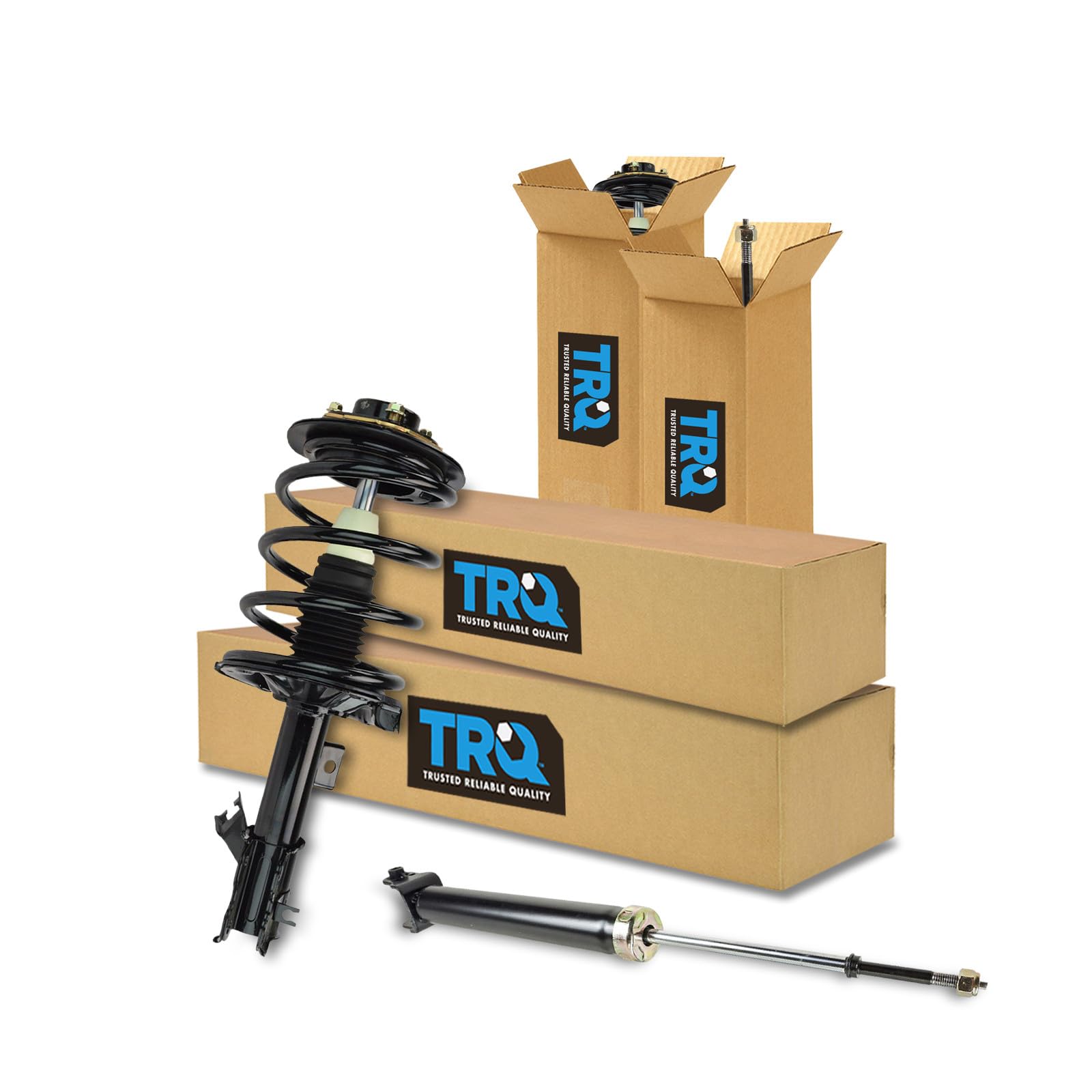 TRQ Front and Rear Complete Strut Assembly &amp; Shock Absorber Kit Complete Strut &amp; Coil Spring Assembly Compatible with 2002-2006 Nissan Altima