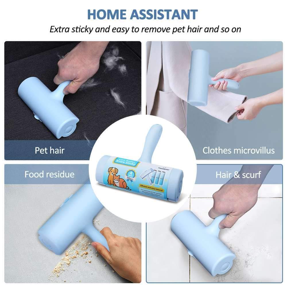 Tierhaarentferner Blau Sticky Roller Set Sticky Dust Paper Tearable Klebebürste Kleidung Fusselbürste Haarentfernungsset Mit Griff 2Set