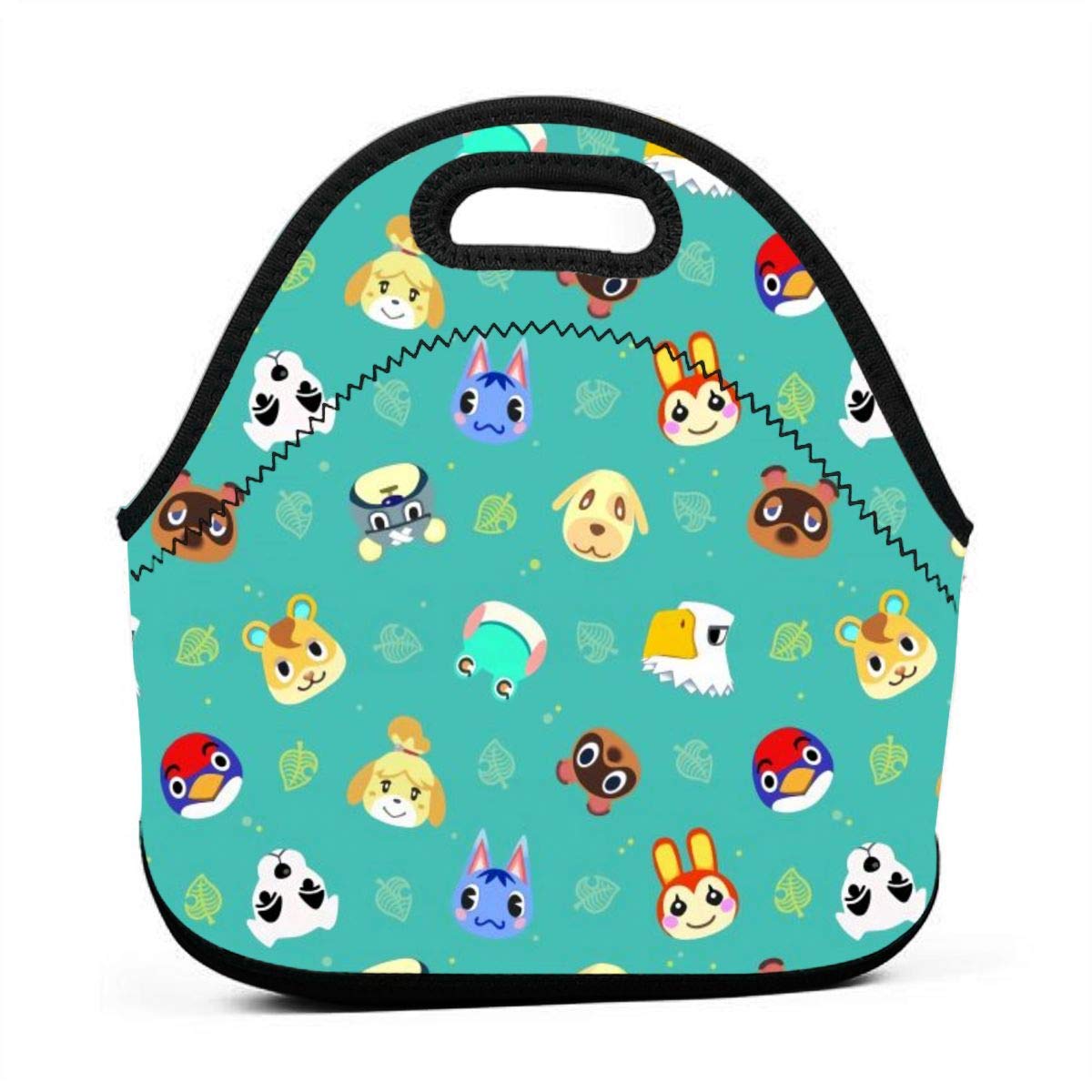 Animal Crossing Leaf Neoprene Lunch Bag Tote Reusable Insulated Lightweight School Picnic Work Lunch Box Container Organizer For Kids Men Women Girls Boys