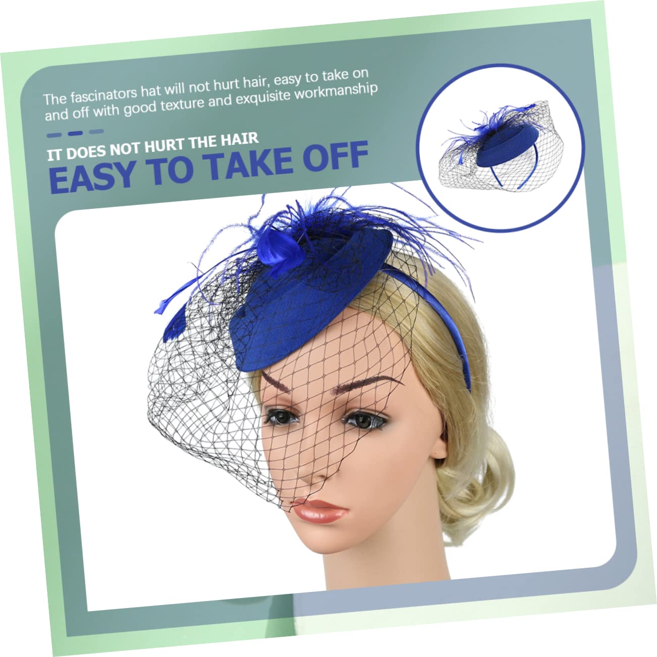 3pezzi Fascinator Elegante da Donna con Velo Piume Accessorio per Cerimonie e Tea Party Stile Vintage per Matrimonio e Feste