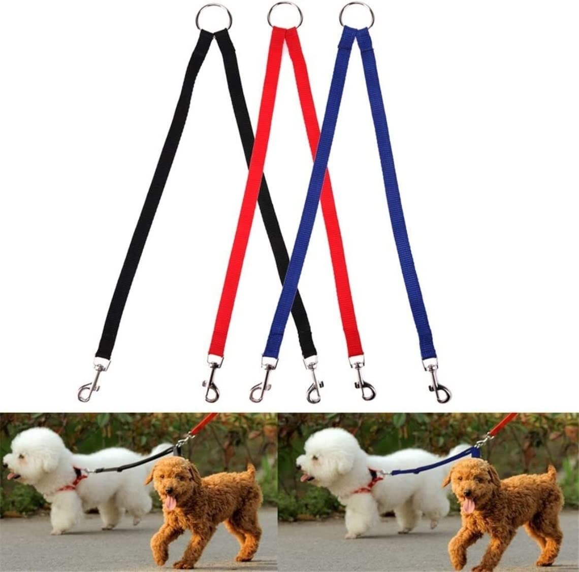Guinzaglio Per Cani Guinzaglio Per Accoppiatore Per Cani In Nylon Corda Per Trazione Al Guinzaglio Per Due Cani Collare Per Guinzagli Per Cuccioli Guinzaglio Per Cani Regolabile(Black,1.5 * 45cm)