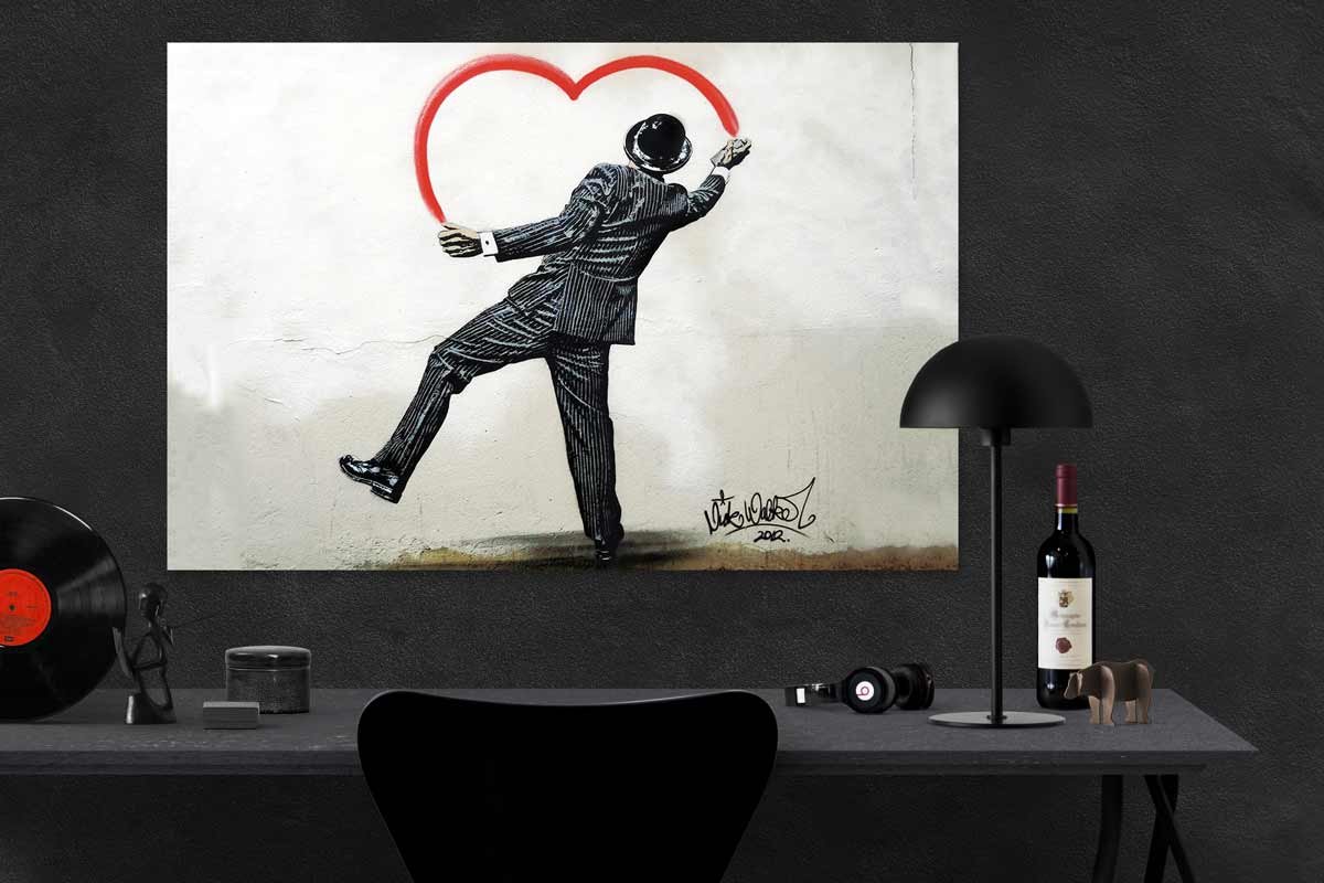 Streetart Banksy - Póster para habitación (90 x 140 cm), diseño de corazón