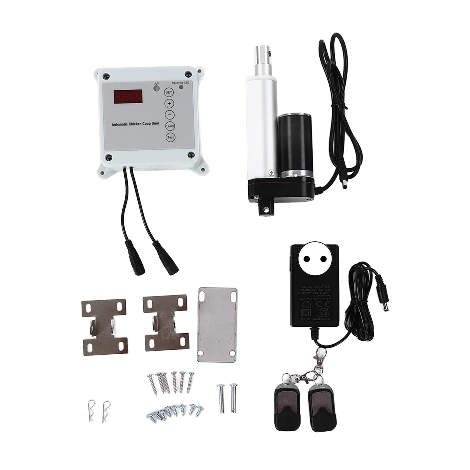 Abrepuertas Automático para Jaula de Pollo con Temporizador, Sensor de Luz y Control Remoto para Suministros de Hábitat de Aves de Corral de Ganso de Pato de Granja, Aleación de (Enchufe UE 100‑240V)