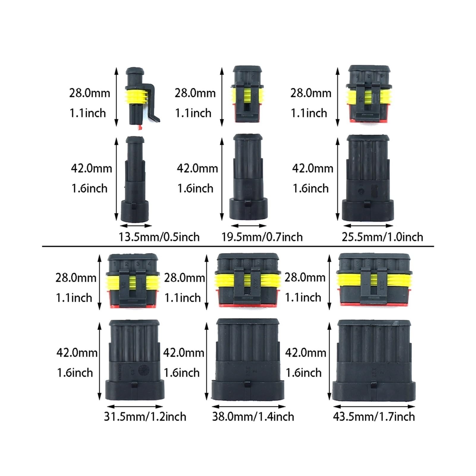 254/352 Cable automático Conectores rápidos Socket Eleva a prueba de agua 1 2 3 4 5 6 Pin Boat Conector de cable eléctrico Enchufe de bloqueo Compatible With automóviles (Color : 300 PCS 1-4P)