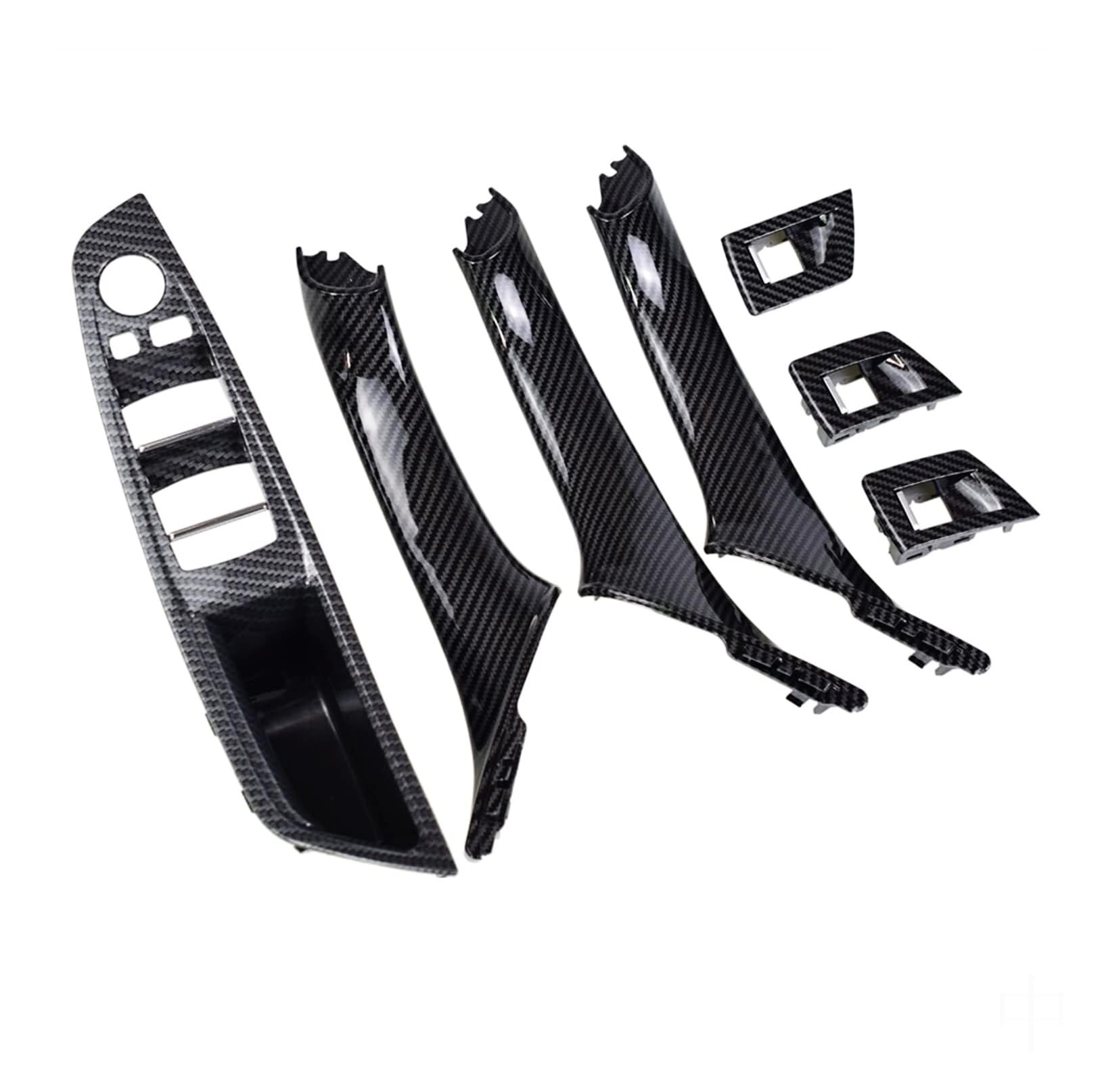 GTDTKGANAK for BMW for 5 for Series F10 F11 Inner Door Handle RHD Beige Black 7Pcs Interior Door Panel Handle Decorative Covers(Carbon-7pcs)