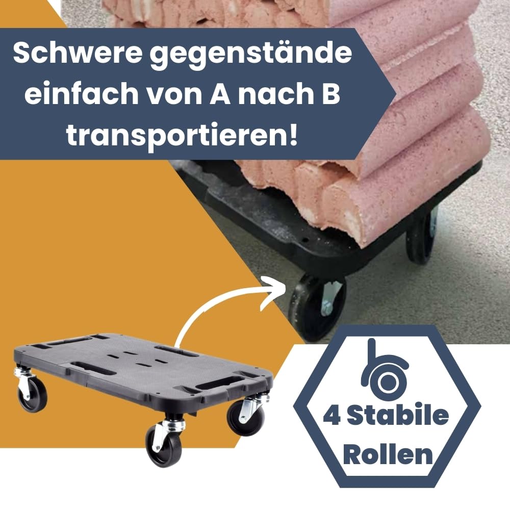 4er Set Transportroller Rollbrett Transportrollen Rollbrett Werkstatt Pflanzen Rollbretter Transport Möbelrollen flach Pflanzenroller eckig Transporthilfe mit Rollen 48