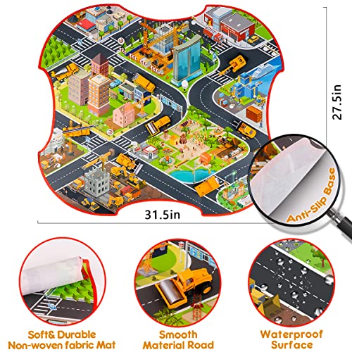 Meland Construction Toy Trucks - 8 Mini Construction Vehicles With Mat(22.7X32.7Inch) & Road Signs, Toddler Boys Toys For Kids Age 3,4,5,6 Year Old Birthday Christmas #TOP3