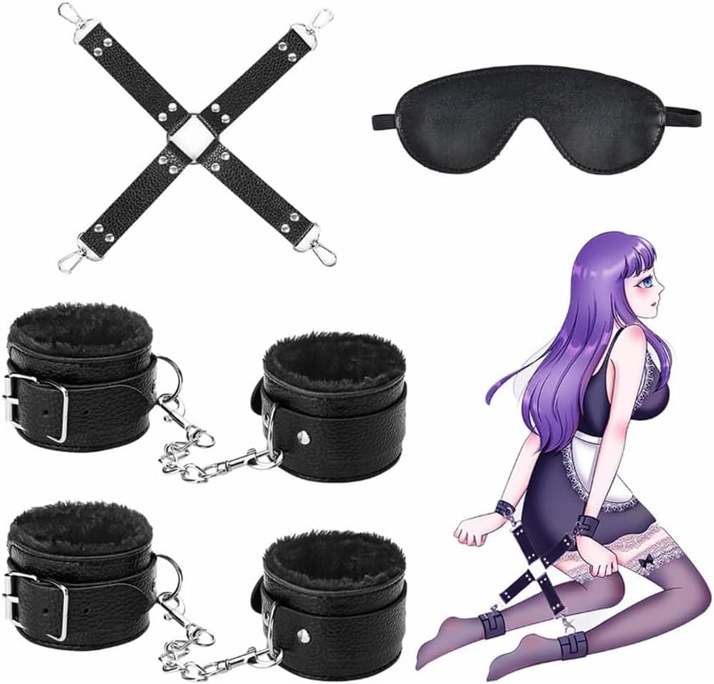 Correas de cuero negras cruzadas para muñeca y tobillo