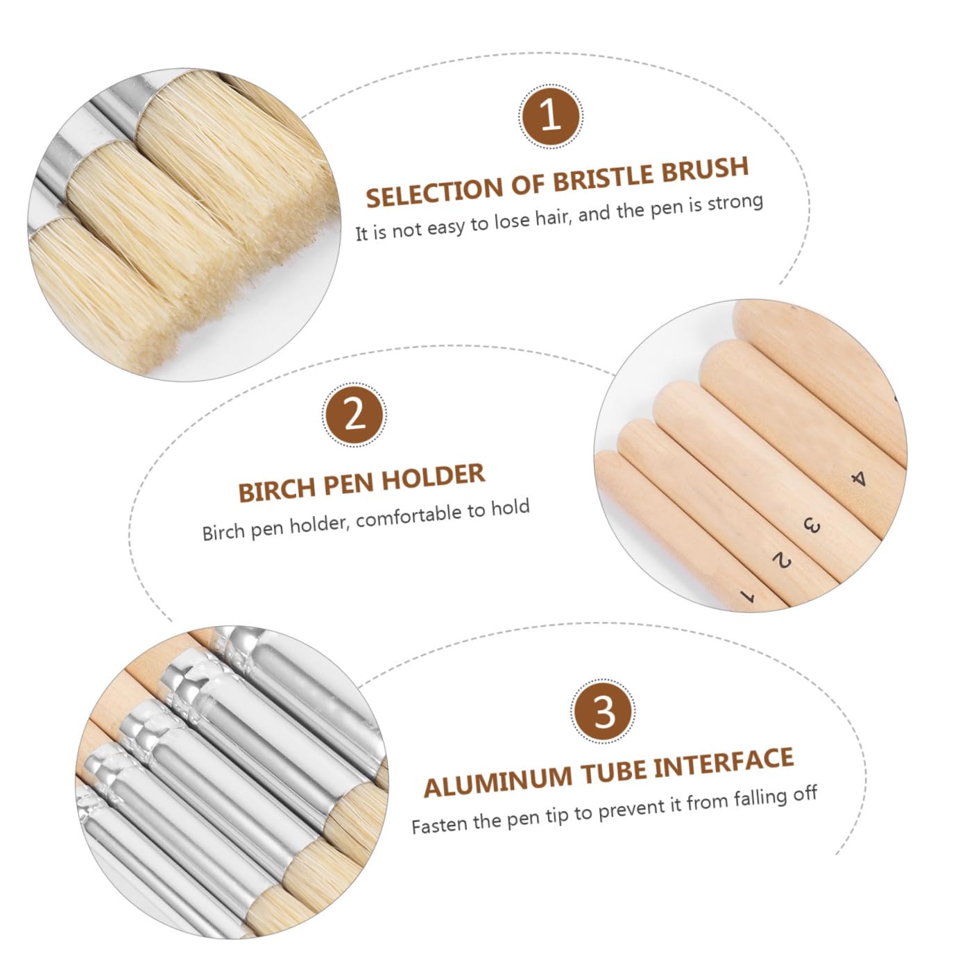 SEWACC 3 Series Pinceles De Natural con Mango De Madera para Y Plantillas para Artistas Y Manualidades 5 Piezas X 3