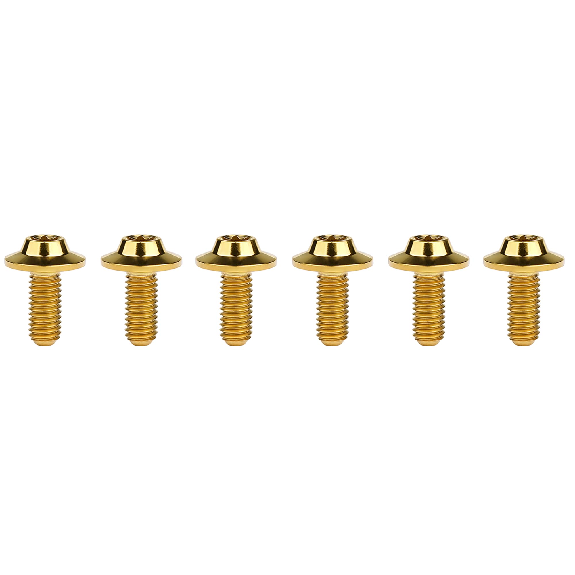 DWAMMEBRS Bolt M5 M6x10 12 15 20 25 30 35mm T25 T30 Torx Head Screw Pack of 6(Gold,M6x10mm)