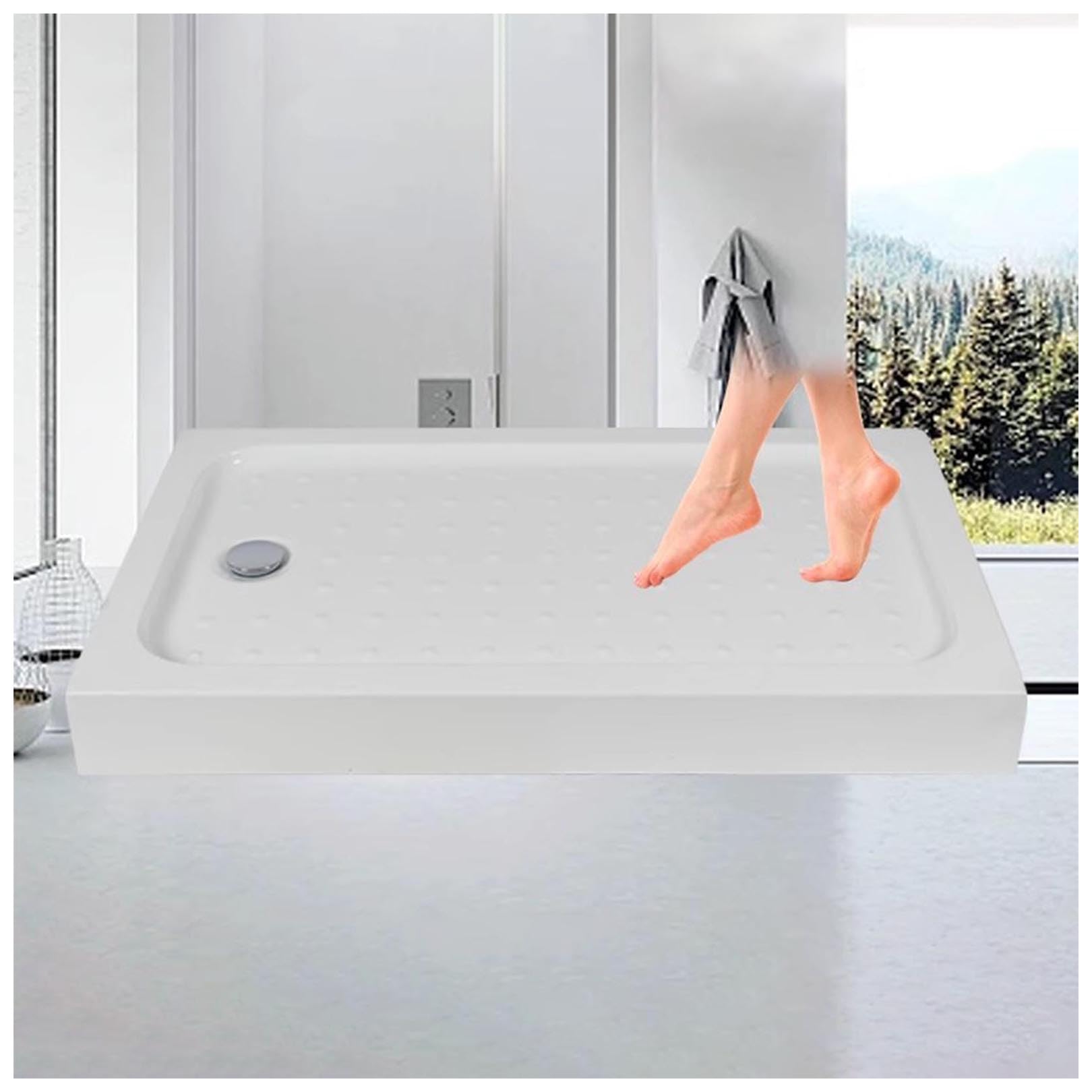 Receveur de douche en acrylique texturé haut de gamme avec système d'évacuation complet