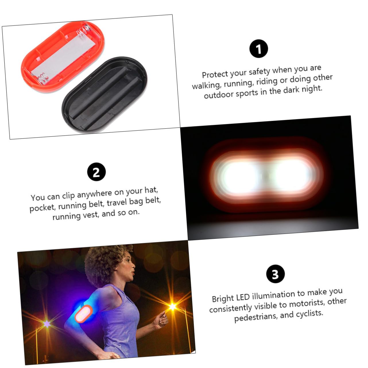 BIUDECO Clip Safety Light 2pcs Waterproof Led Mini Light for Night Running Hiking Cycling Safety