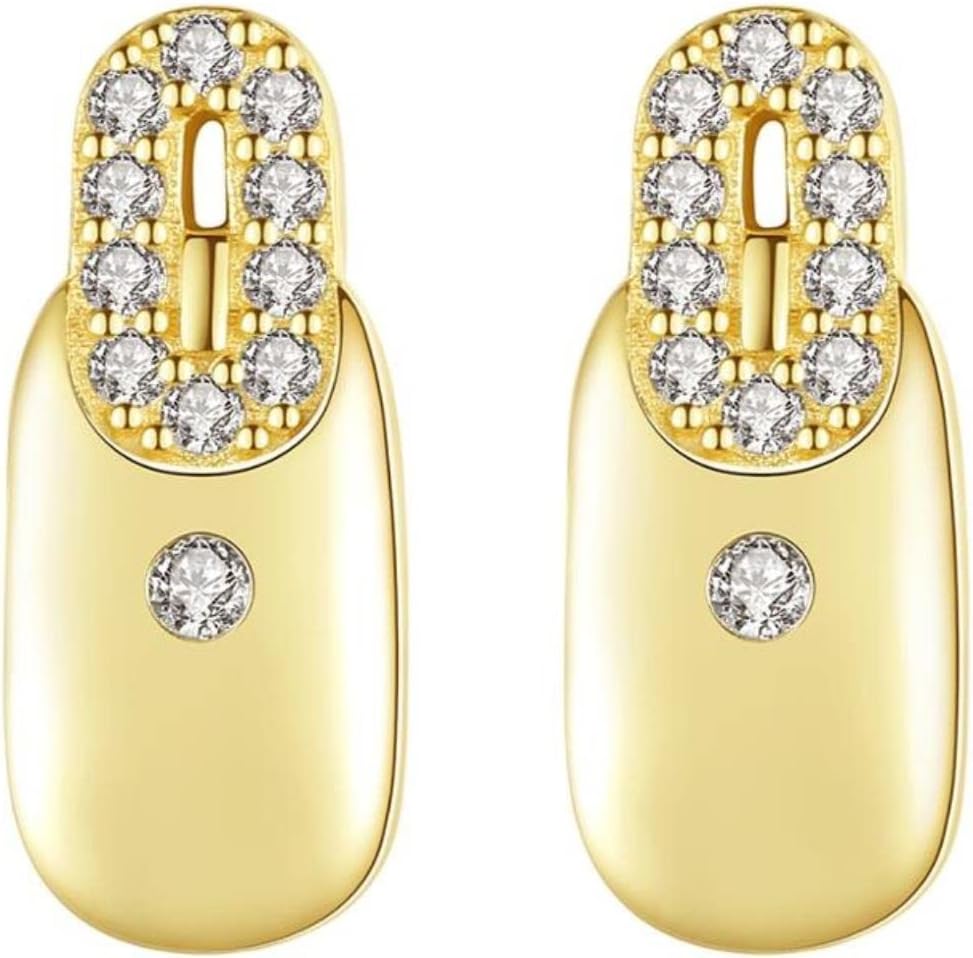 LOKILOKI Double Ovals S925 Sterling Silver Stud Earrings Gold Color Bottle Shape Jewelry Shining Zircon Paved