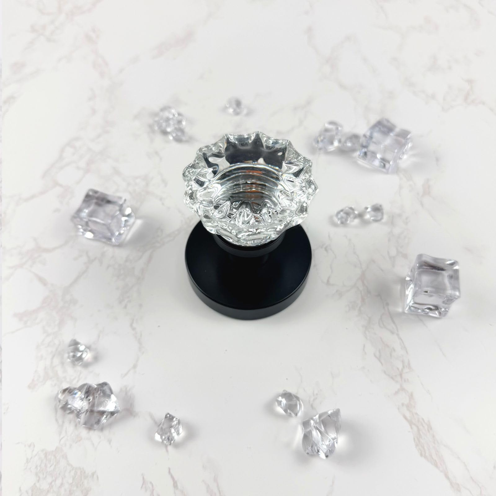 Black Crystal Door Knobs - 2 Pack Dummy Knobs -7