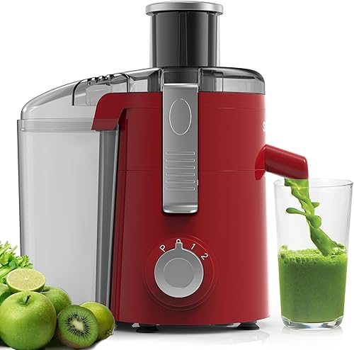 SiFENE Exprimidor centrífugo compacto, máquina exprimidora de frutas y verduras con control de 3 velocidades con canal de alimentación de 2.5