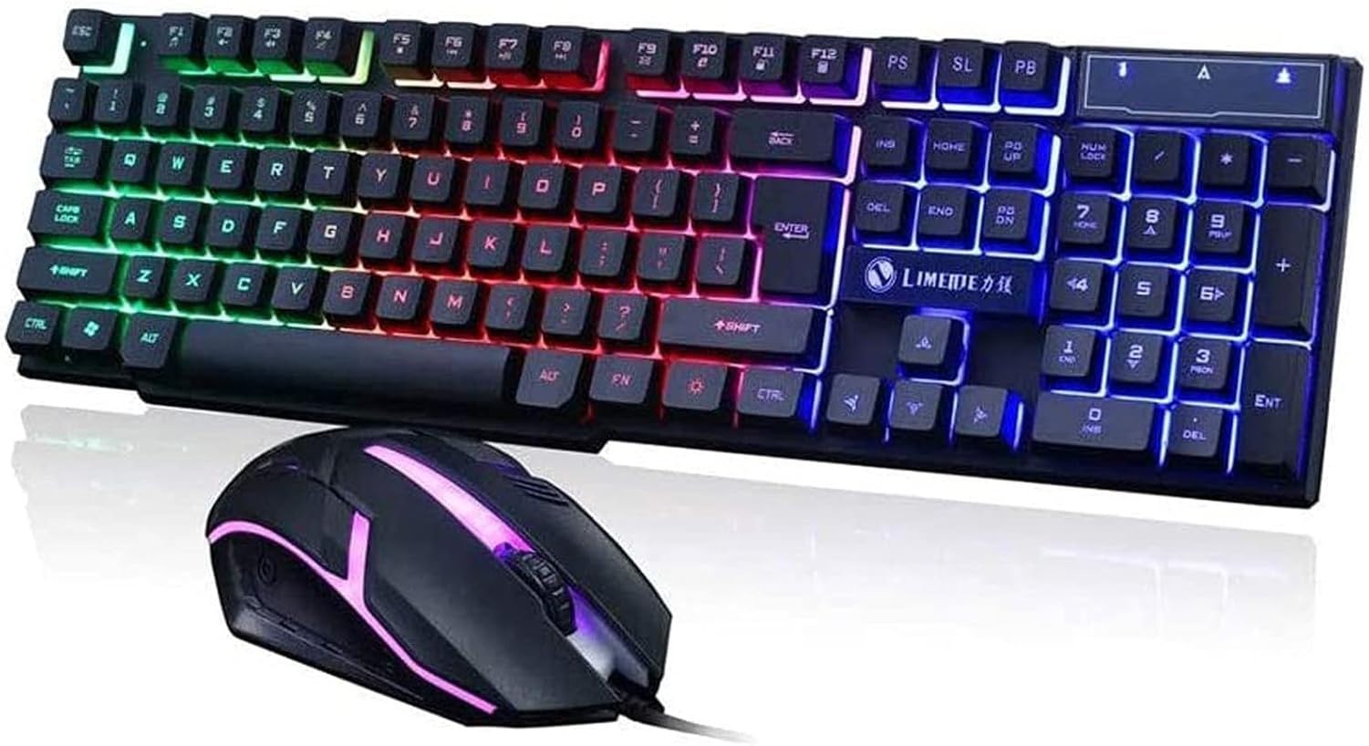 Combo Tastiera Meccanica e Mouse RGB Gaming 104 Tasti Switch Blu USB Cablato Tastiera Programmable per Computer Scrivania Desktop Colore Bianco