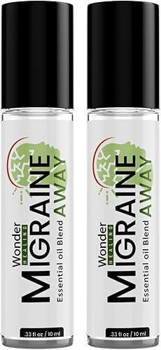 Alivio de la migraña: mezcla de aceites esenciales totalmente naturales para aliviar dolores de cabeza y migrañas, listo para usar, 0.3 fl oz