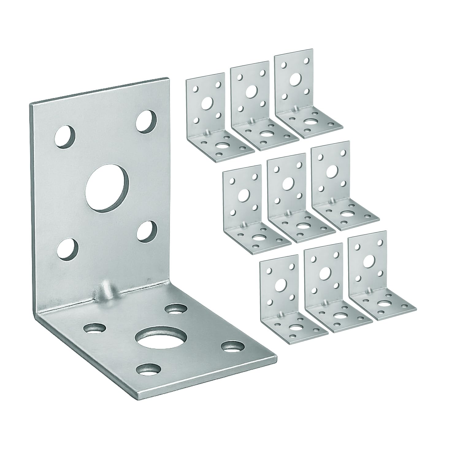10 x Angle Brackets (50 x 50 x 35 x 2) Heavy Duty Corner Sleeper Bracket with Beading Timber Wood Metal Joining Fixing L Galvanised Steel Sheet Connector
