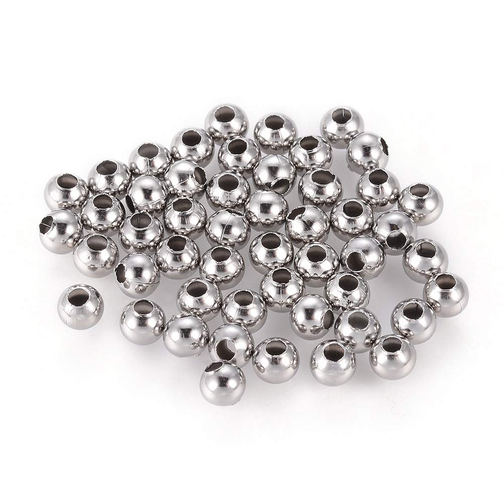 Craftdady 100pcs 304 Stainless Steel Metal Spacer Beads 8mm Round Rondelle Loose Beads Charms for Jewellery Making Earrings Bracelet Necklace Crafts Hole: 3mm