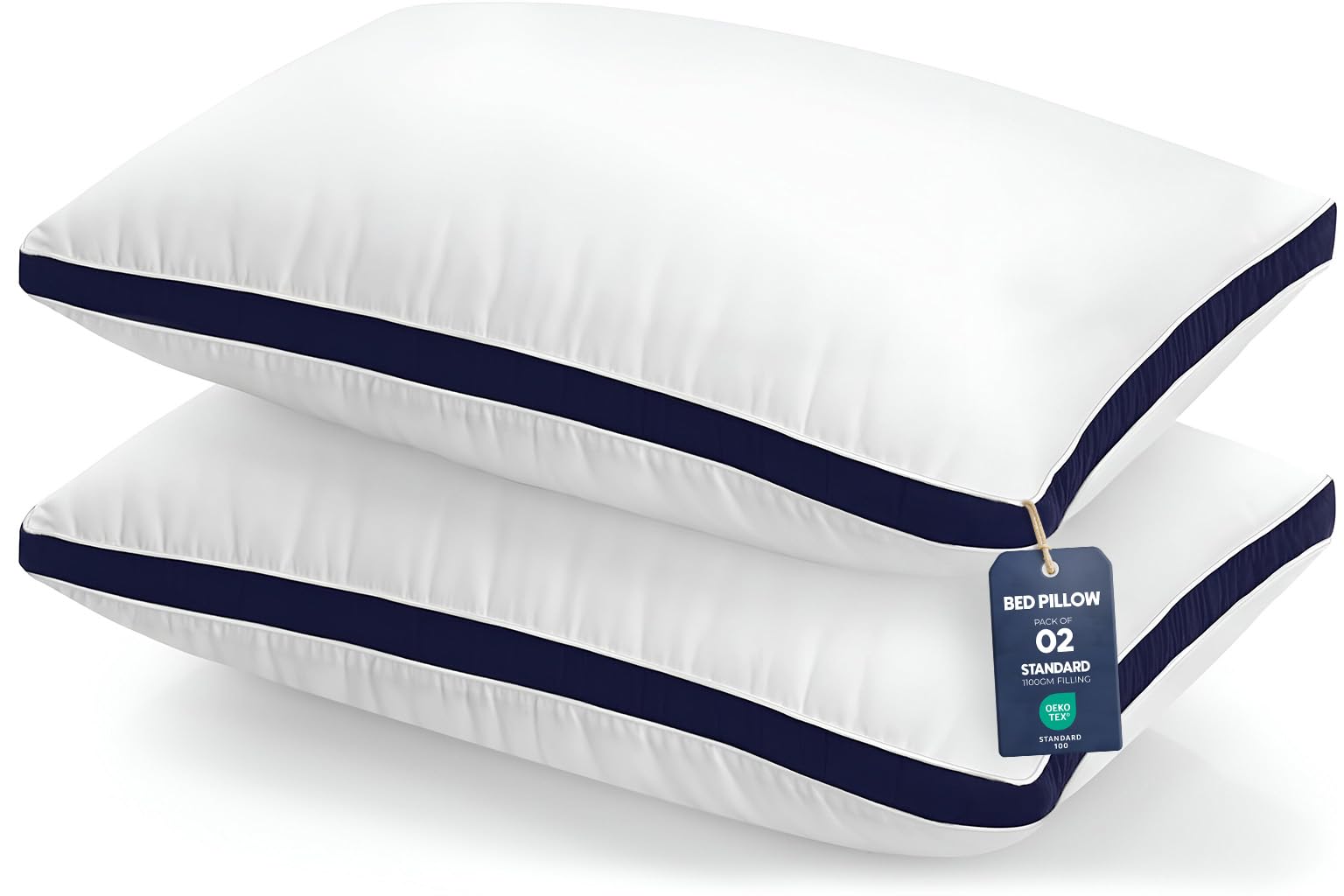 Utopia Bedding Pillows 2 Pack Standard Size, (Navy) Luxury Hotel Quality Pillows, Brushed ...