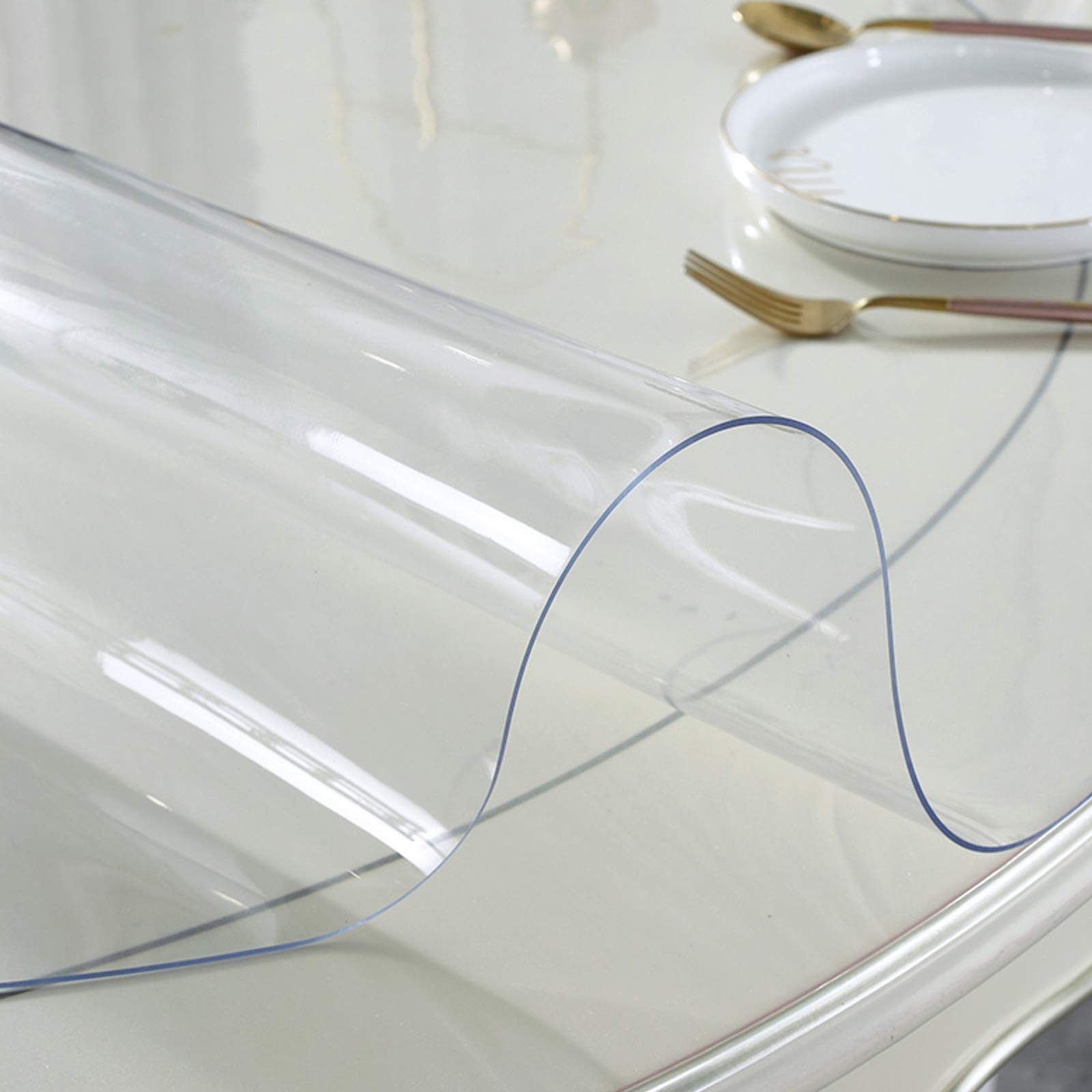 Redondo Mantel Transparente,Mantel Protector,Mantel Transparente de PVC Plástico Grueso Impermeable,Protector de Suelo,Home Protector de Mesa Redonda Anti-Calor (Diámetro 130cm/51in)
