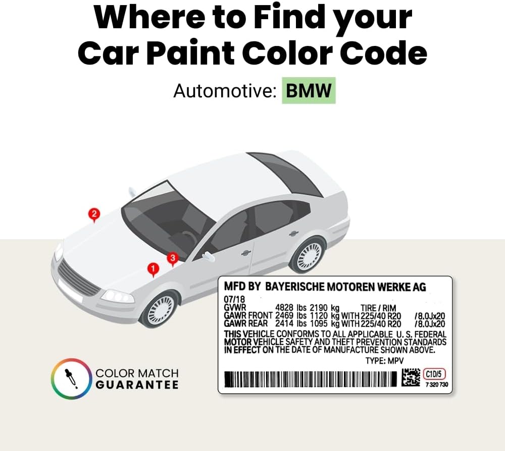 TouchUpDirect 416 Carbon Black Metallic Compatible With BMW Exact Match Touch Up Paint Aerosol - Essential Kit