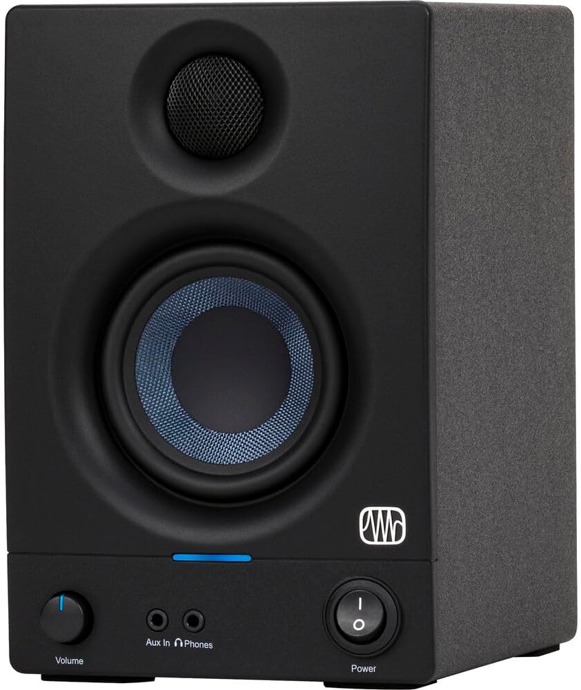 PreSonus Eris 3.5 Gen 2 Powered 3.5-Inch 50W Power Desktop Speakers Bundle with Pair of Auray IP-S Small Isolation Pad and 1/4" TRS Male to Male Audio Cable