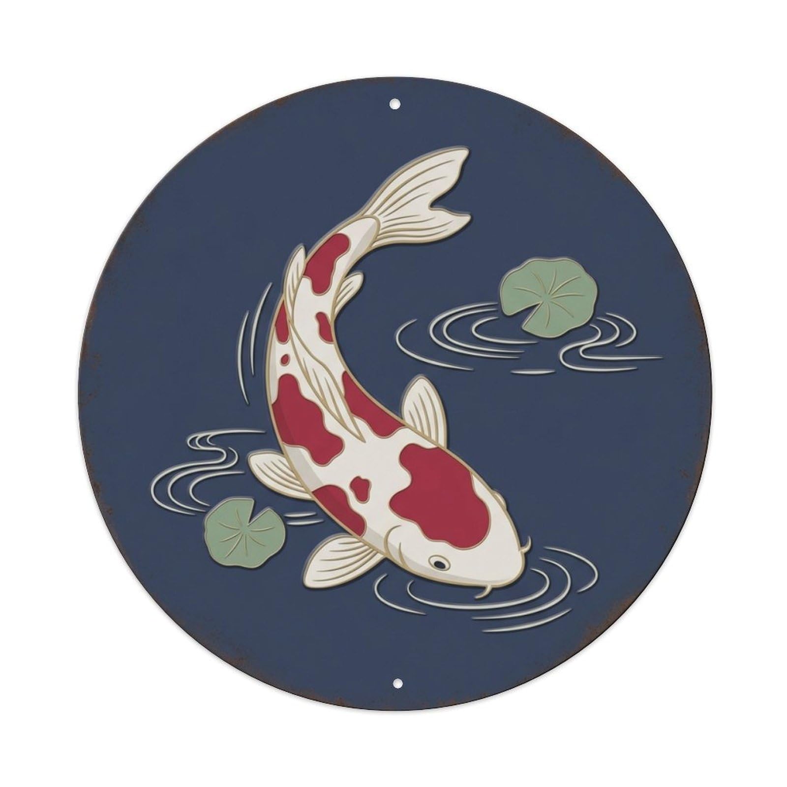 Crimson Koi Fish Serenity Pond Koi Fish Vintage Metal Tin Sign Plaque Wall Decor for Cafe, Club Bar, Office, Garden Metal Poster 8x8Inch