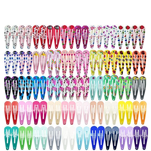 Prasa 100pcs 2 Inch Hair Clips No Slip Metal Hair Clips Snap Barrettes for Girls Toddlers Kids Women Accessories 20 Colors (Assorted Color) PS013