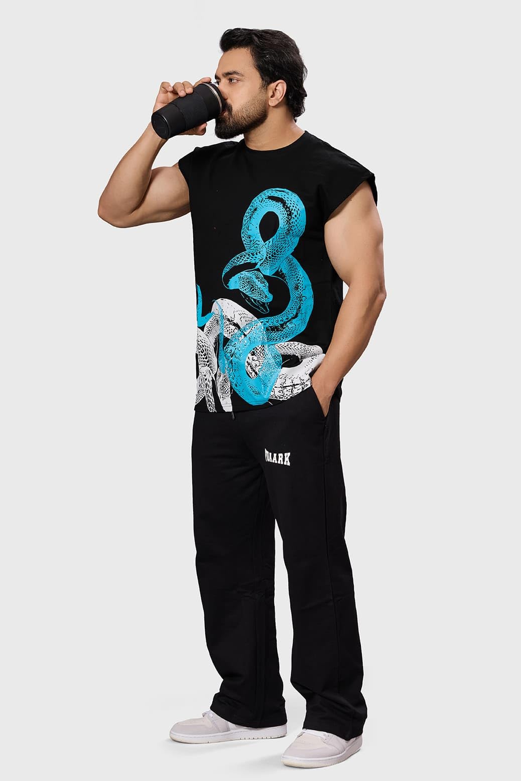 FUAARK Men's Python Capsleeves Oversized fit Gym & Workout Tank Black-L 1