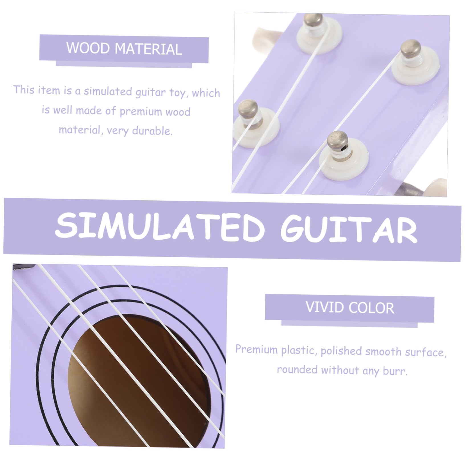Alasum Ukelele 21 Pulgadas de Madera, Juguete Musical Infantil Guitarra Simulada, Superficie Pulida y Bordes sin Rebabas, Obsequio