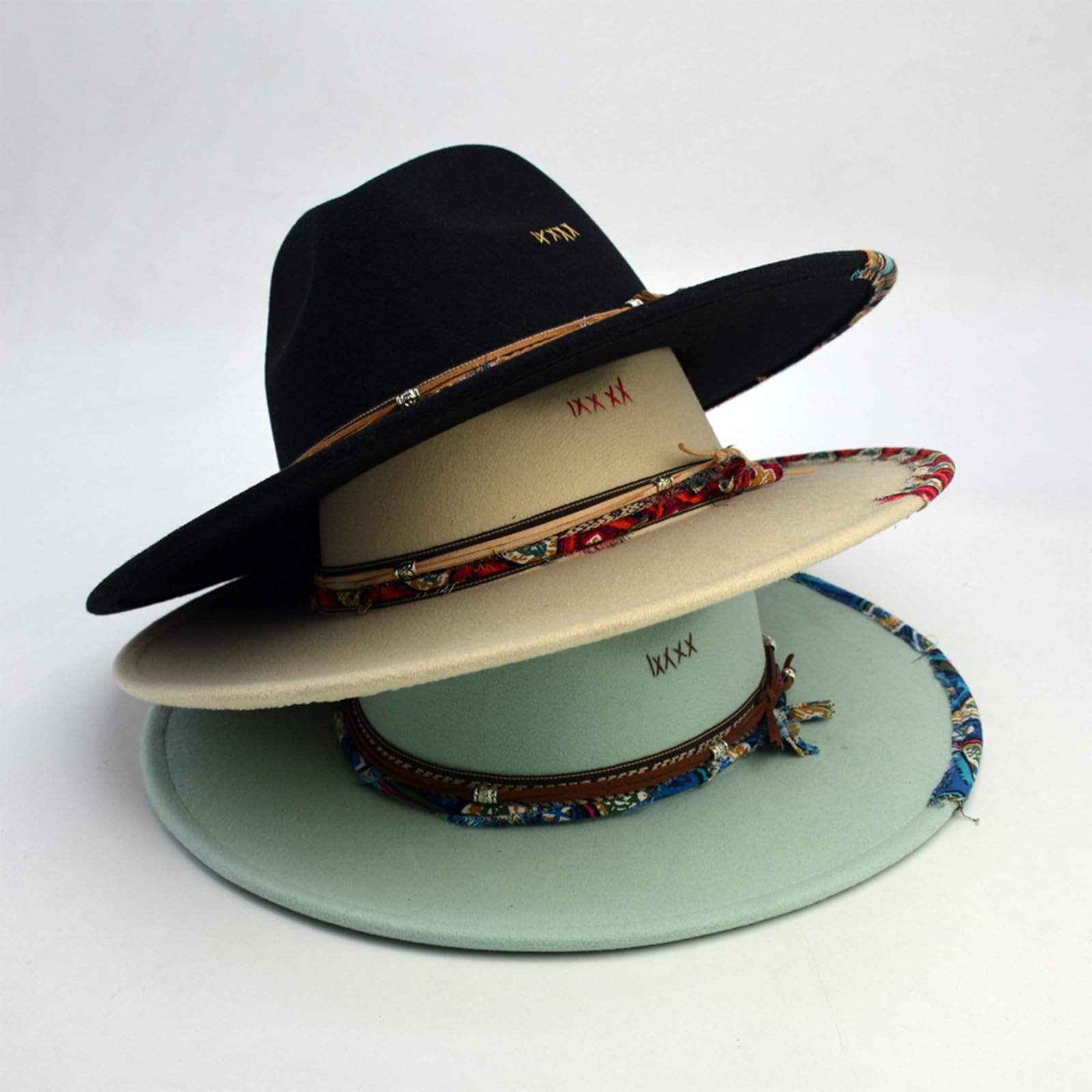 Cappello Fedoras per adulti, traspirante, effetto invecchiato, in feltro, per adulti, festival, festival, maghi, fedora, cappello elegante