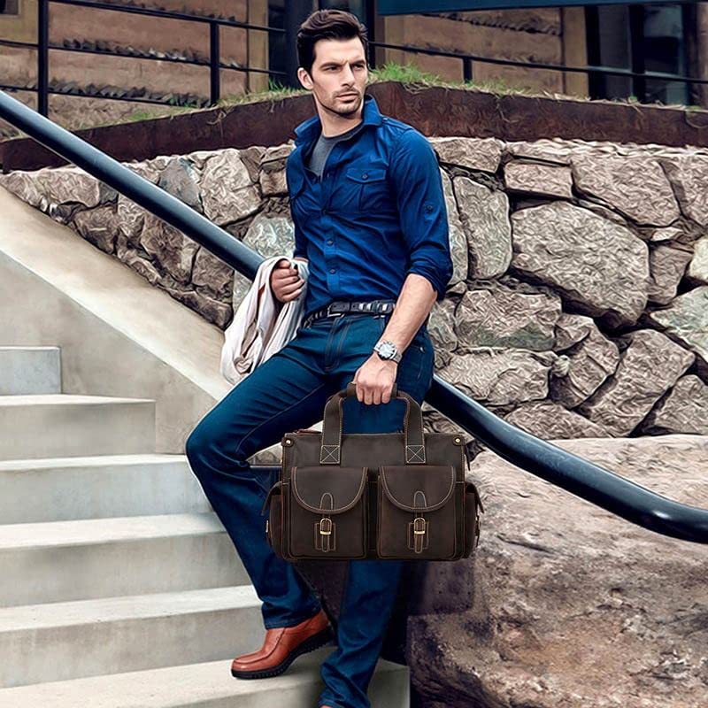Genuine leather briefcase men, genuine leather men bag business bag, laptop bag travel bag4