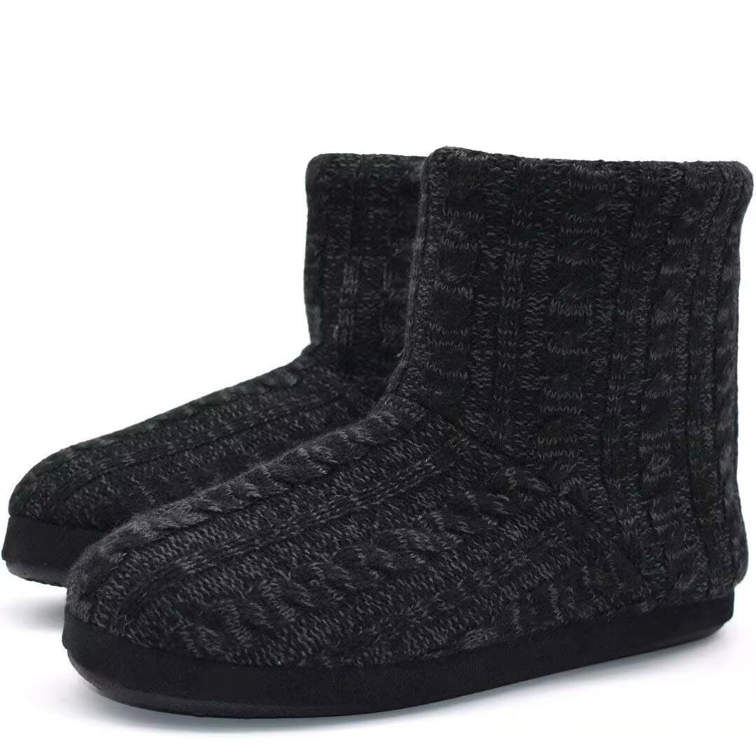 KuaiLu Pantofole Stivaletto Uomo Invernali Chiuse a Maglia Stitch Memory Foam Ciabatte Stivaletti Comode Calde Pelose Peluche Lana Cotta Antiscivolo Scarpe da Casa