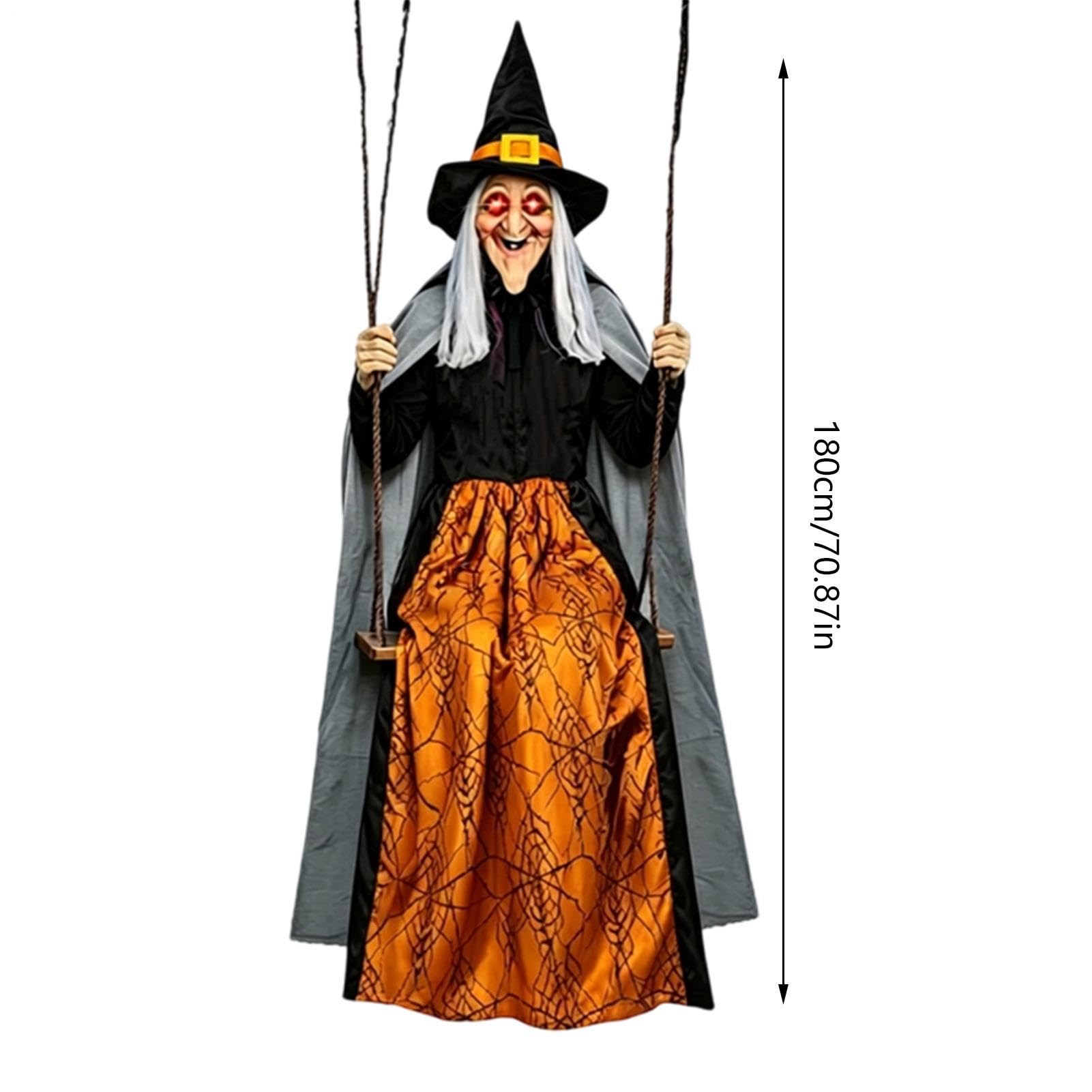 Schwingende Hexe 1,8 Meter Lebensgroße Außenfigur | Halloween-Dekorationen Für Draußen Für Garten Rasenfläche Hof Kamin Kaminmantel Wohnbereich Party und